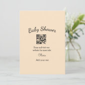 Invitation Code QR simple pour baby shower avec nom et texte (Debout devant)