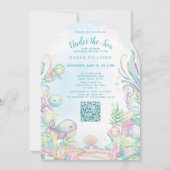 Invitation Code QR sous le Baby shower d'aquarelle bleu marin (Dos)