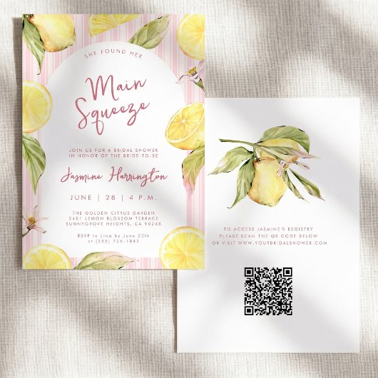 Invitation Code QR Squeeze Principal Fête de Mariage au Citro