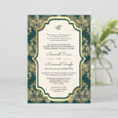Invitation Code QR Teal Gold Lace Anand Karaj Mariage Sikh (Debout devant)