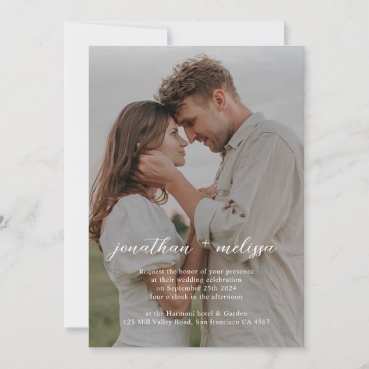 Invitation Code QR Terracotta Photo Overlay Script Mariage (Devant)