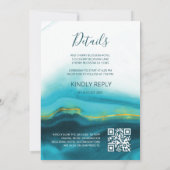 Invitation Code QR | Tortues d'or Turquoise Enk Agate Mariage (Dos)