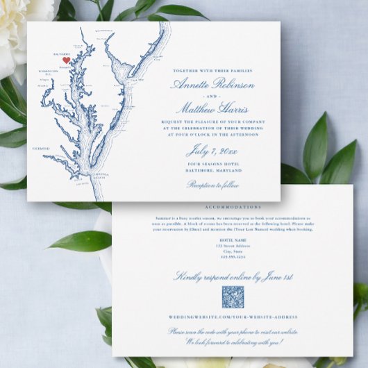 Invitation Code QR tout-en-un Baltimore Maryland Mariage RSVP