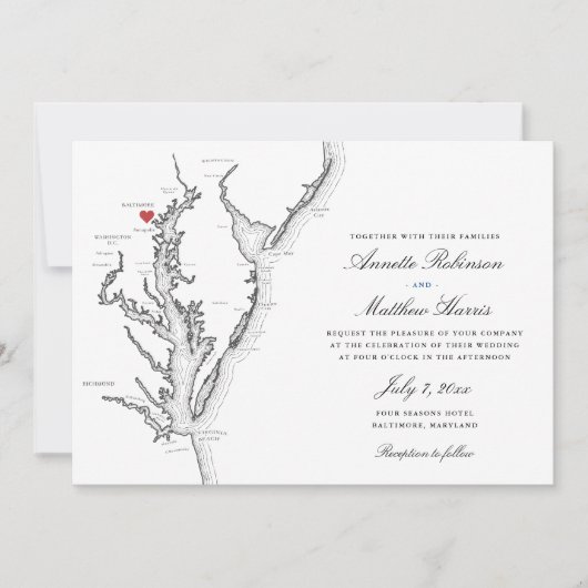 Invitation Code QR tout-en-un Baltimore Maryland Mariage RSVP (Devant)