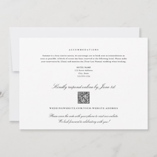 Invitation Code QR tout-en-un Baltimore Maryland Mariage RSVP (Dos)