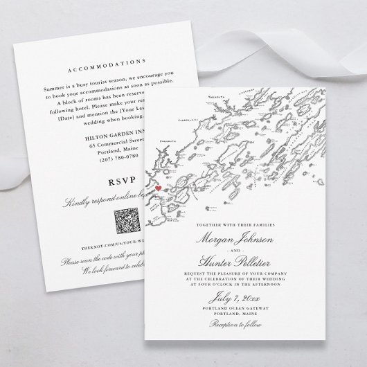 Invitation Code QR tout-en-un Portland Maine Mariage RSVP