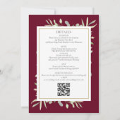 Invitation Code QR Tout En Un Végétal Mariage Bordeaux (Dos)
