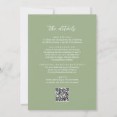 Invitation Code QR Tout en Un Vert Sauge Photo Script Mariage (Dos)