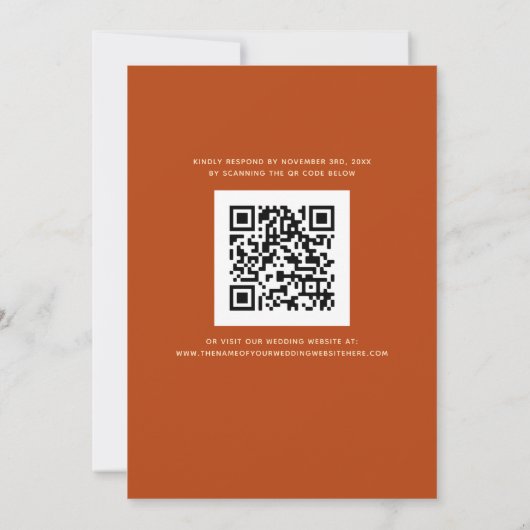 Invitation Code QR Typographie Décontractée Brûlé Mariage ora (Dos)