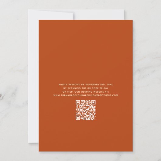 Invitation Code QR Typographie Décontractée Brûlé Orange (Dos)