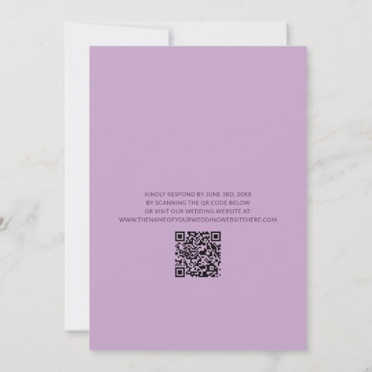 Invitation Code QR Typographie Décontractée Mariage violet (Dos)