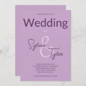 Invitation Code QR Typographie Décontractée Mariage violet (Devant / Derrière)