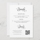Invitation Code QR typographique rétro propre et blanc (Dos)