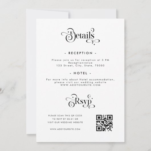 Invitation Code QR typographique rétro propre et blanc (Dos)