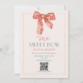 Invitation Code QR Un Arc Douce Rose Coquette Premier Anniver (Devant)