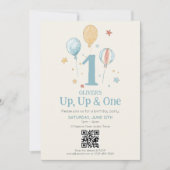 Invitation Code QR Up Up One Ballon Anniversaire Premier (Devant)