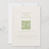 Invitation Code QR vert classique Détail RSVP Registre Mariag (Dos)