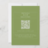Invitation Code QR vert classique Détail RSVP Registre Mariag (Dos)