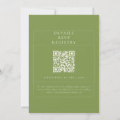 Invitation Code QR vert classique Détail RSVP Registre Mariag (Dos)
