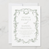 Invitation Code QR Vert Français Sage Tout en un Mariage (Devant)