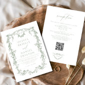 Invitation Code QR Vert Français Sage Tout en un Mariage