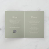 Invitation Code QR Vert Muet Classique Mariage Élégant (Intérieur)