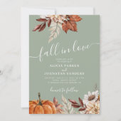 Invitation Code QR vert sauge automne Tombez amoureux botaniq (Devant)