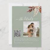 Invitation Code QR vert sauge automne Tombez amoureux botaniq (Dos)