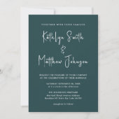 Invitation Code QR vert tout en un Mariage de script moderne (Devant)