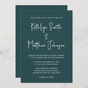 Invitation Code QR vert tout en un Mariage de script moderne