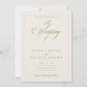 Invitation Code QR Web de détails de mariage vert ivoire clas