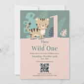 Invitation Code QR Wild One Jungle Tigre Premier Anniversaire (Devant)