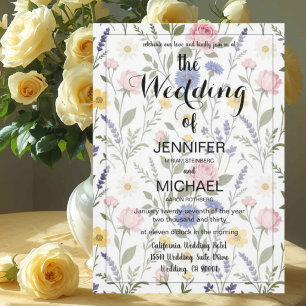 Invitation Code QR Wildflower Simple Mariage Floral