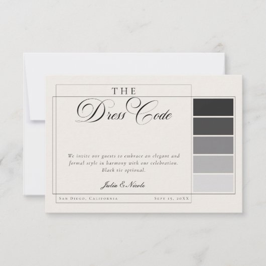 Invitation Code vestimentaire formel calligraphie ivoire noir (Devant)
