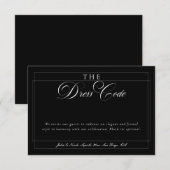 Invitation Code vestimentaire formel calligraphie ivoire noir (Devant / Derrière)
