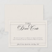 Invitation Code vestimentaire formel calligraphie ivoire noir (Devant / Derrière)