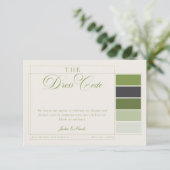 Invitation Code vestimentaire formel calligraphié ivoire vert (Debout devant)
