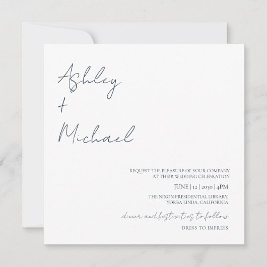 Invitation Code vestimentaire simple et moderne Mariage photo (Devant)