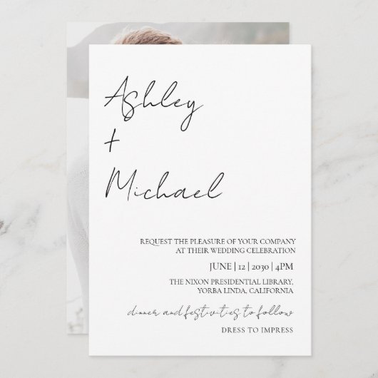 Invitation Code vestimentaire simple et moderne Mariage photo (Devant / Derrière)