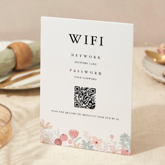 Invitation Code Wifi fleur sauvage, Code QR Connexion Wifi