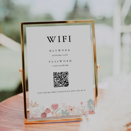 Invitation Code Wifi fleur sauvage, Code QR Connexion Wifi