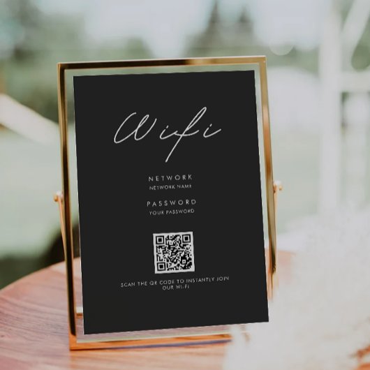 Invitation Code Wifi Noir, Code QR Connexion Wifi Wifi