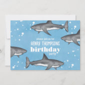 Invitation Codes QR d'anniversaire Fun Whimsical Ocean Sharks (Devant)