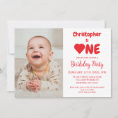 Invitation Coeur 1er anniversaire (Devant)