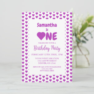 Invitation Coeur 1er anniversaire