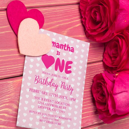 Invitation Coeur 1er anniversaire