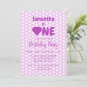 Invitation Coeur 1er anniversaire (Debout devant)