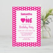 Invitation Coeur 1er anniversaire (Debout devant)