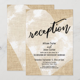 Invitation Cœur à l'aquarelle blanche sur réception en toile
