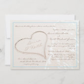 Invitation Coeur à Sand Beach Mariage (Devant)